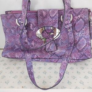 Guess Purple VTG Snakeskin Baquette Purse Handbag